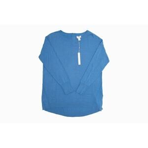 Caslon High-Low Tunic Sweater Back Zipper Blue Size L